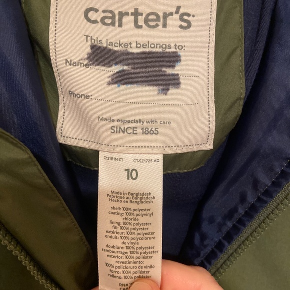 Boy’s Carter’s Green Dinosaur Rain Jacket Slicker Lightweight SZ 10 WATERPROOF - Picture 10 of 13